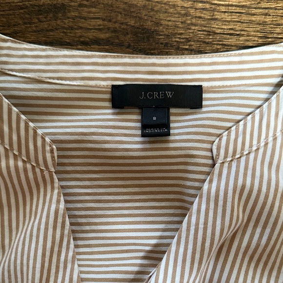 J. Crew Tan and White Wrap Blouse - Picture 3 of 4